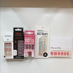 Assorted press on nails and wraps
